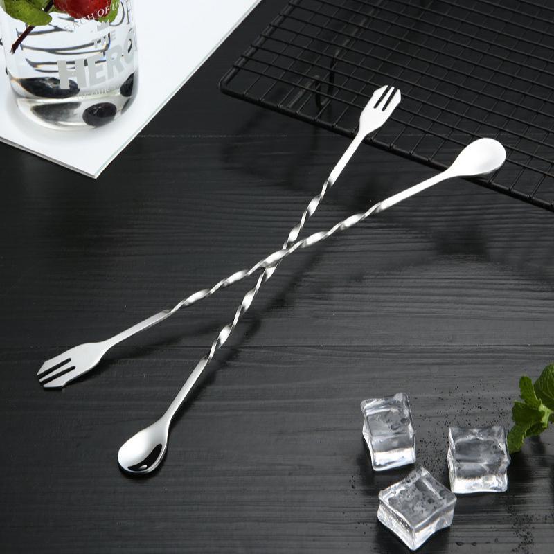 Stainless Steel 410 Double-Headed Long Handle Cocktail & Milk Tea Mixing Spoon