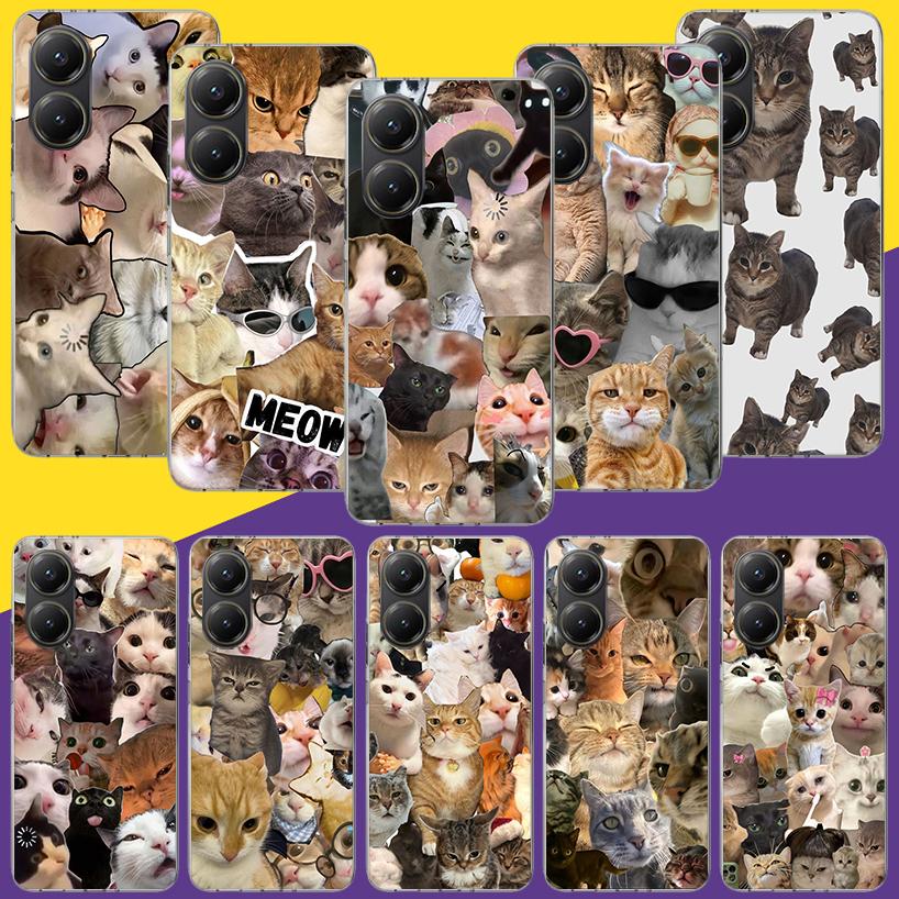 Crying Cat Memes Phone Case For Xiaomi Poco X7 X6 X5 Pro F7 Ultra Redmi 15C 15 13 13C 12 12C 10 10A 10C 9 9A 9C 9T Cover Poco X7