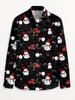 Men's Fashion Printed Shirt Christmas Print Fashion Printed Men's Casual Button- Long Sleeve Shirt