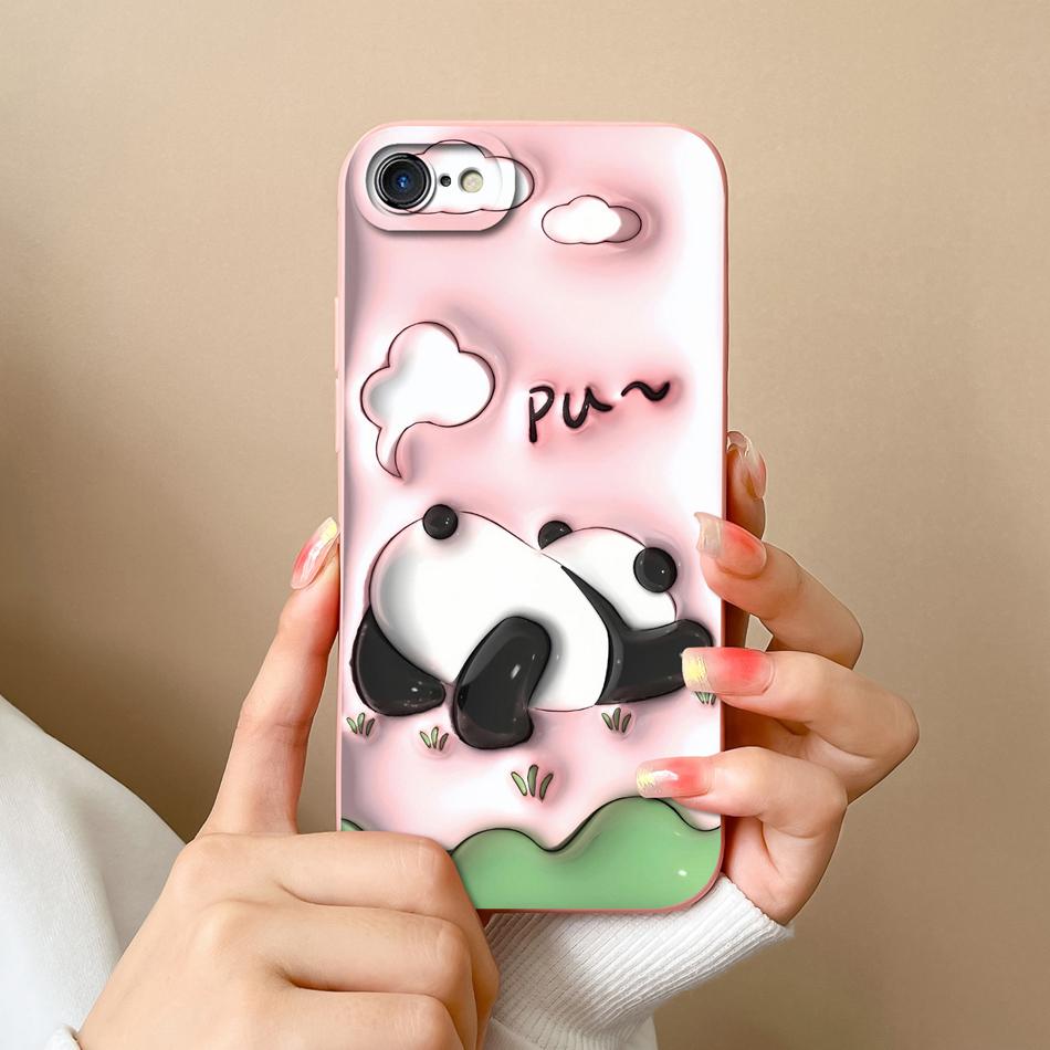 For iPhone 7 8 Plus Case Cute Animals Phone Cover For iPhone 6 SE X XR XS Max Camera Protection Soft Liquid Silicone Back Covers