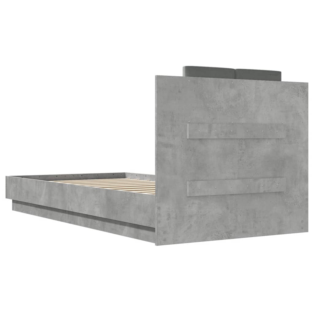 Bed Frame with Headboard Concrete Grey 75 x 190 cm Engineered Wood