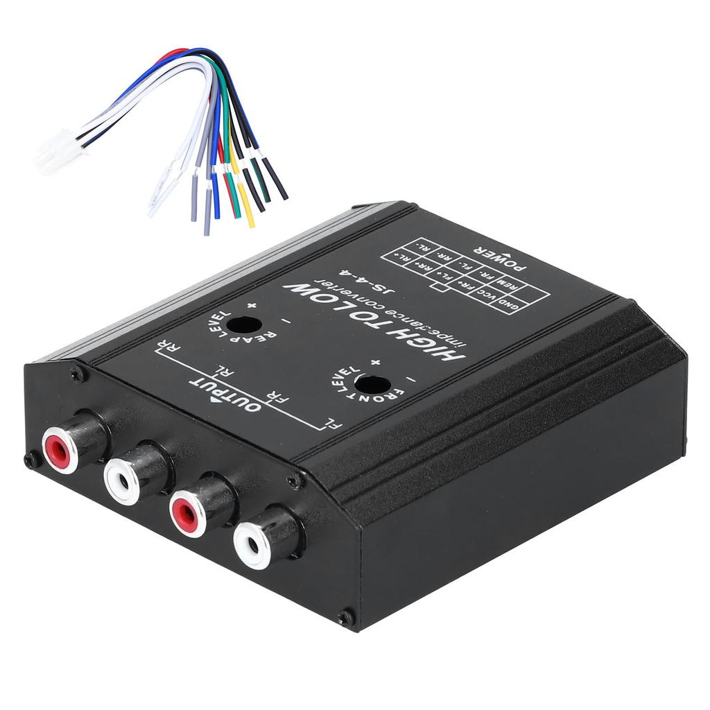 Car Speaker to Line 12V 4 Channel Audio Impedance Converter High to Low Line Car Stereo Radio Speaker Frequency Filter