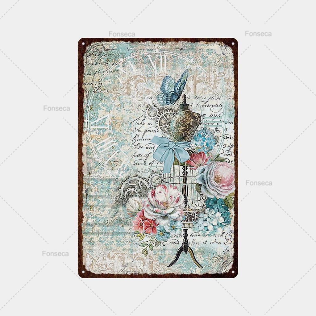 Flower Potted Landscape Metal Sign Vintage Tin Sign Metal Vintage Bar Vintage Wall Decoration Bar Club Man Cave Metal Poster
