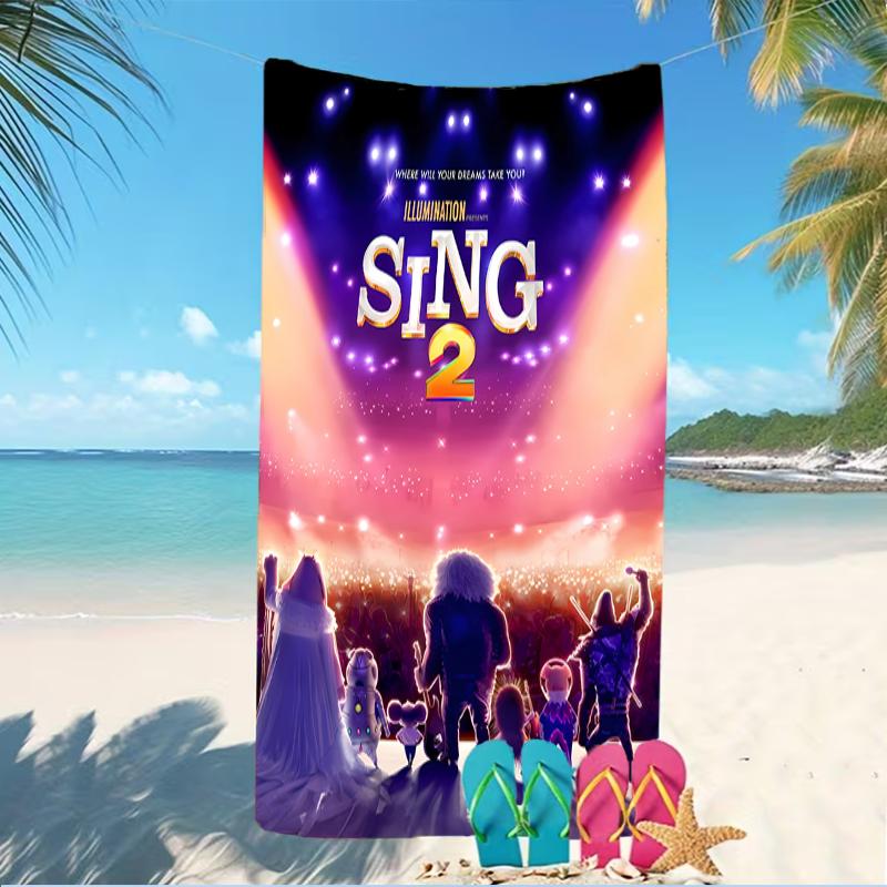 Beach Towel with Sing Pattern - soft,absorbent,machine washable Lightweight&Modern,swimming,Travel Essentials