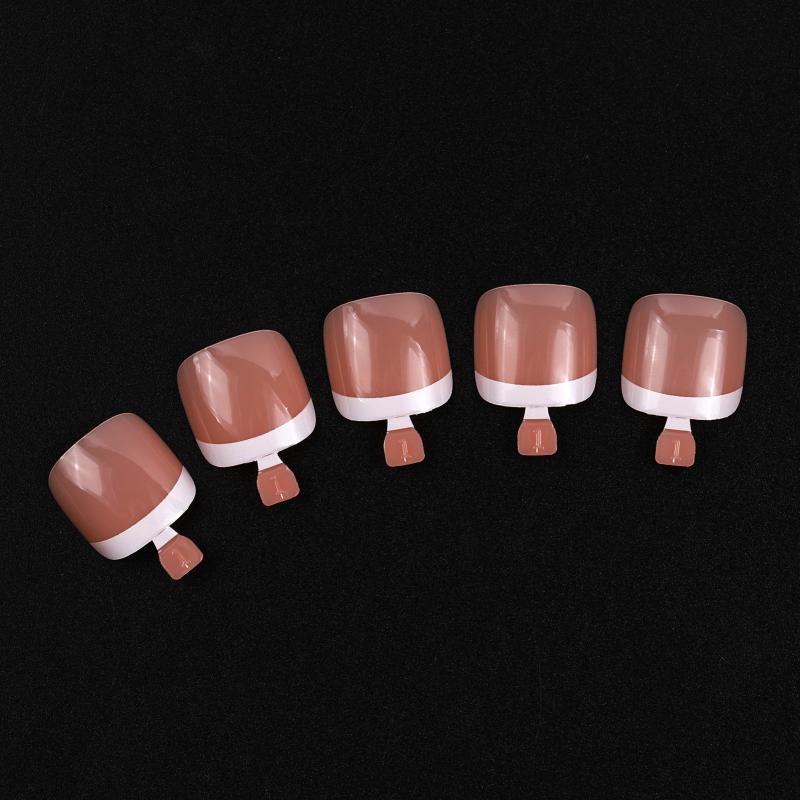Artificial Short Square Toenails 120Pcs White Full Cover Press On Toe Nails for Women Summer Beach Holiday