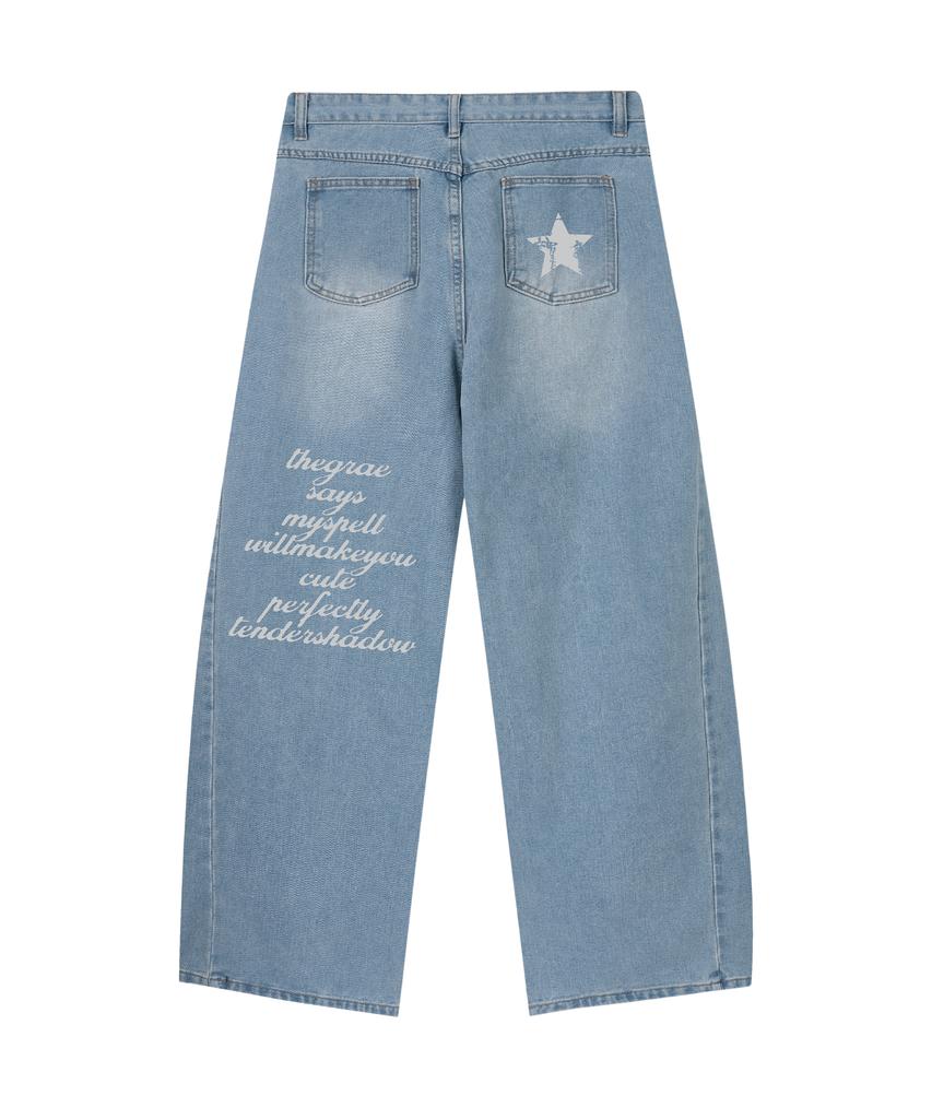 GRAVER [Unisex] Star H Wide Curved Jeans_3 Colors