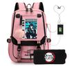 Two-dimensional Peripheral Day Man Ghost Extinguishing Backpack Pencil Bag Large Capacity Student Leisure Schoolbag with USB Port
