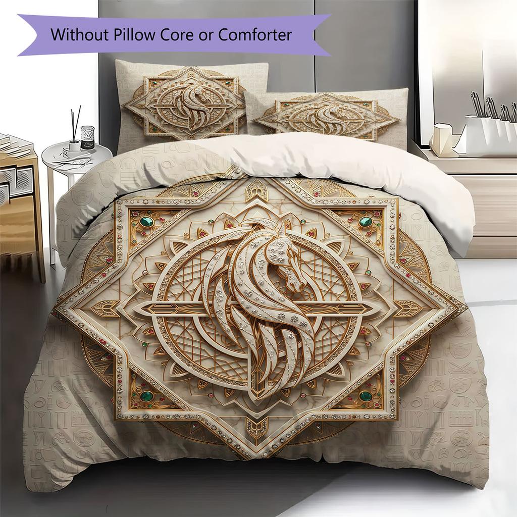 EmbossedAllianceTotem Pattern Bedding Quilt Set Quilt Cover Pillowcase Home Decoration Birthday Gift (1 * duvet cover + 2 * pillowcase, without core)