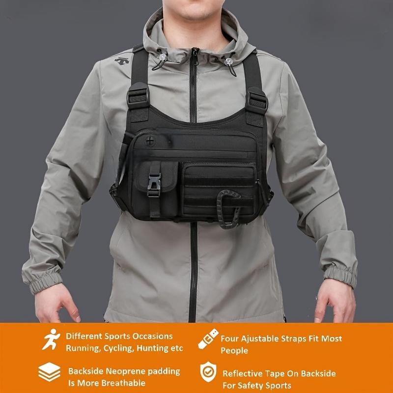 Qianyu Tactical Chest Bag & Vest - Tactical EDC Chest Bag Equipment, with Zipper Closure and Adjustable Shoulder Straps