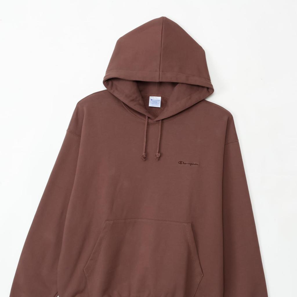 Champion Long Sleeve Crew Neck Sweatshirt with Script Relaxed Drop Dark Men's Logo, Fit, Shoulder, Brown, C8-A123Z