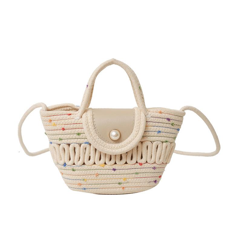 Handmade Seaside Woven Handbag Bag Popular Straw Woven Bag Niche Portable Vegetable Basket Beach Tote Bag