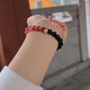 Handmade Natural Rose Quartz Bracelet with Black Obsidian and Strawberry Quartz - Unique Gift