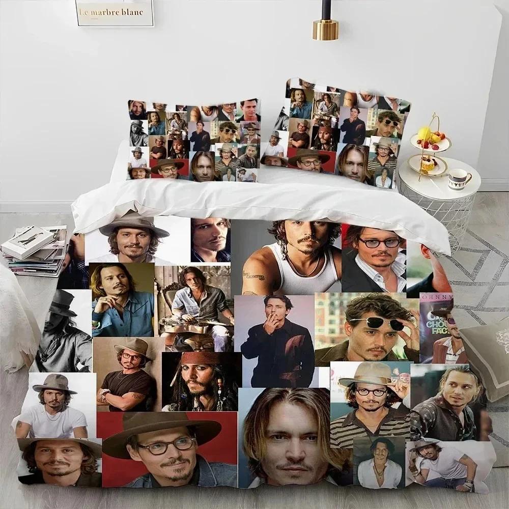 3D Printing Johnny Depp Series Comforter Bedding Set,Duvet Cover Bed Set Quilt Cover Pillowcase,king Queen Size Bedding Set Kids