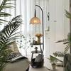 French Mid-Century Floor Lamp with Side Storage and Integrated Table Lamp for Living Room or Bedroom