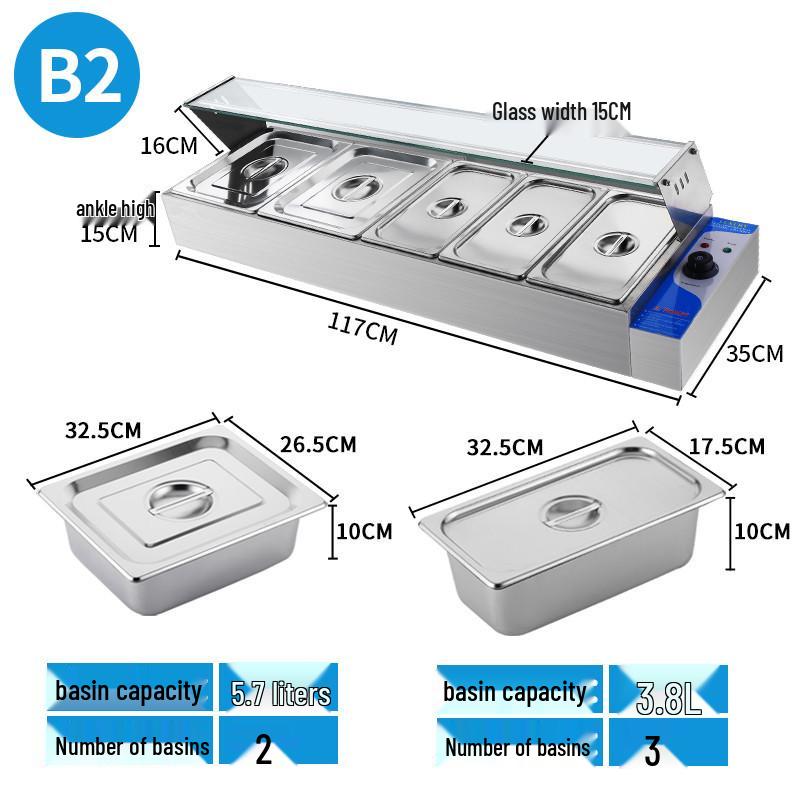 Stainless Steel Insulated Electric Bain Marie with Glass Cover and Temperature Control for Food Display and Warming
