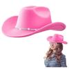Unisex Cowgirl Hats with Triple Rhinestones Decors Soft Acrylic Fabric Camping Concerts Daily Use Costume Accessory