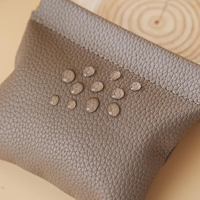 Luxurious Black Litchi Leather Snap-Closure Jewelry & Lipstick Pouch