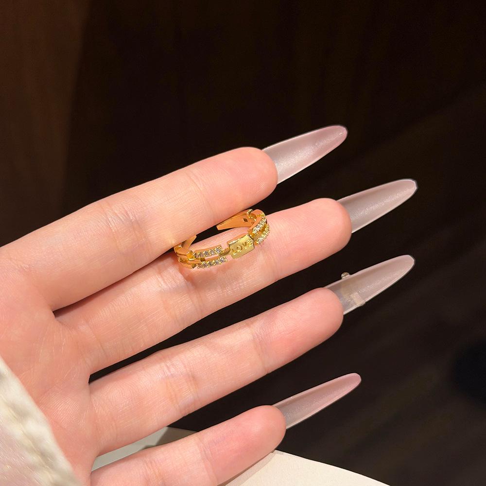 New Romantic Qixi Valentine's Adjustable Ring for Women: Chinese Style, Micro-set Full Diamond Copper Design