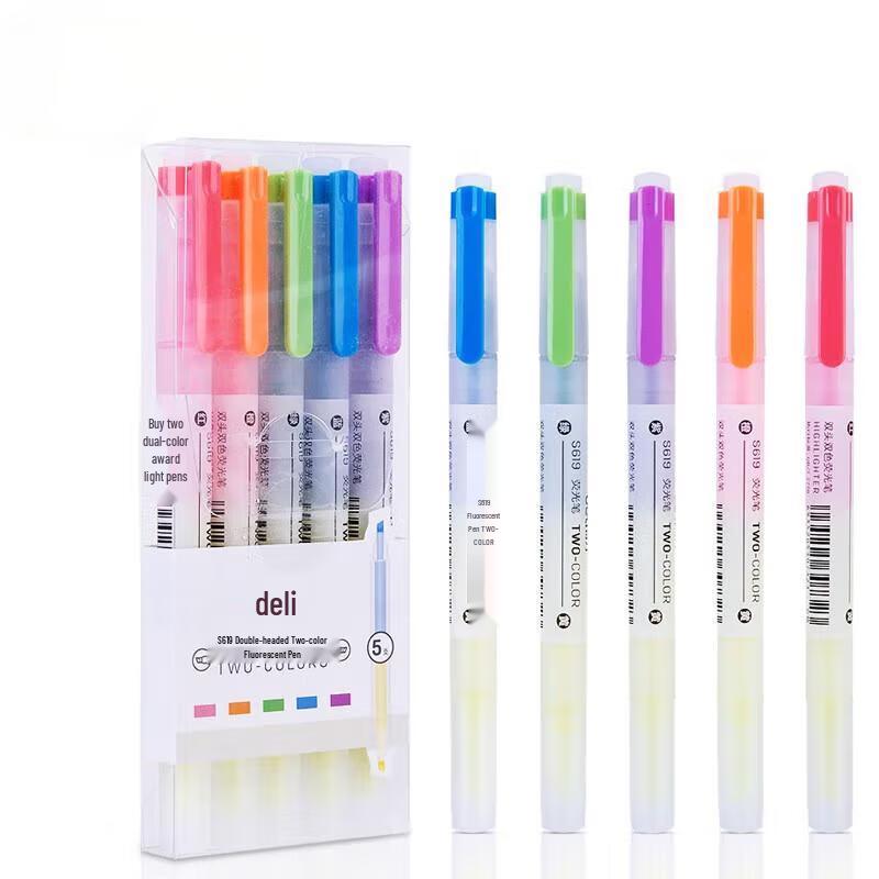 Deli S619 Assorted Dual-Tip Highlighter Set