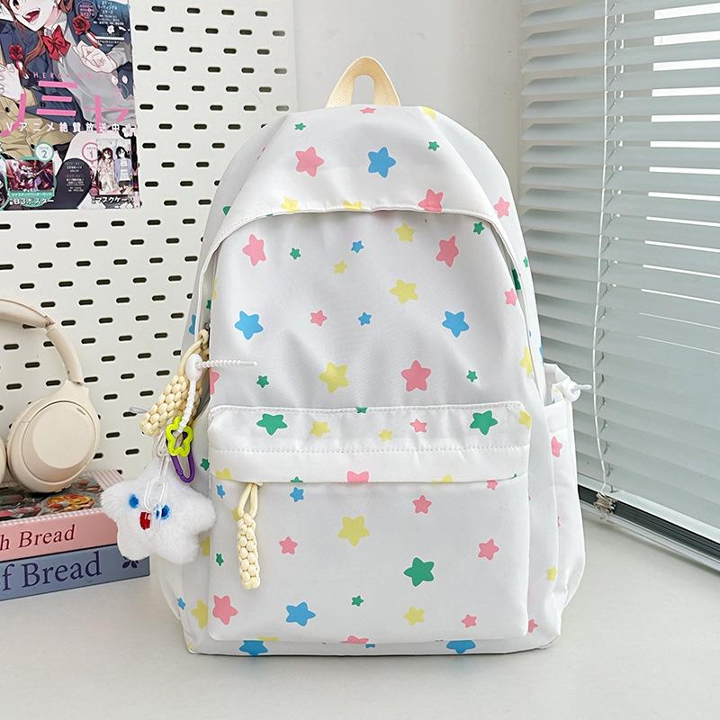 New high-value, fresh and sweet, colored star backpack, high school student large-capacity backpack