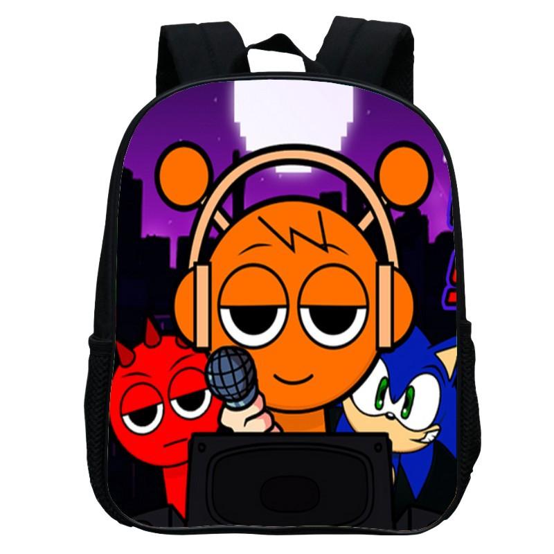 Printed Rhythm Box Kindergarten Bag, Cartoon Sprunki 12-Inch Backpack Lightweight Boys And Girls