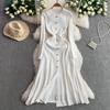 Autumn Winter Women Brand Designer Runway Party Dresses Full Sleeve Knitted Sweater Long Midi Pullover Fishtail Dress