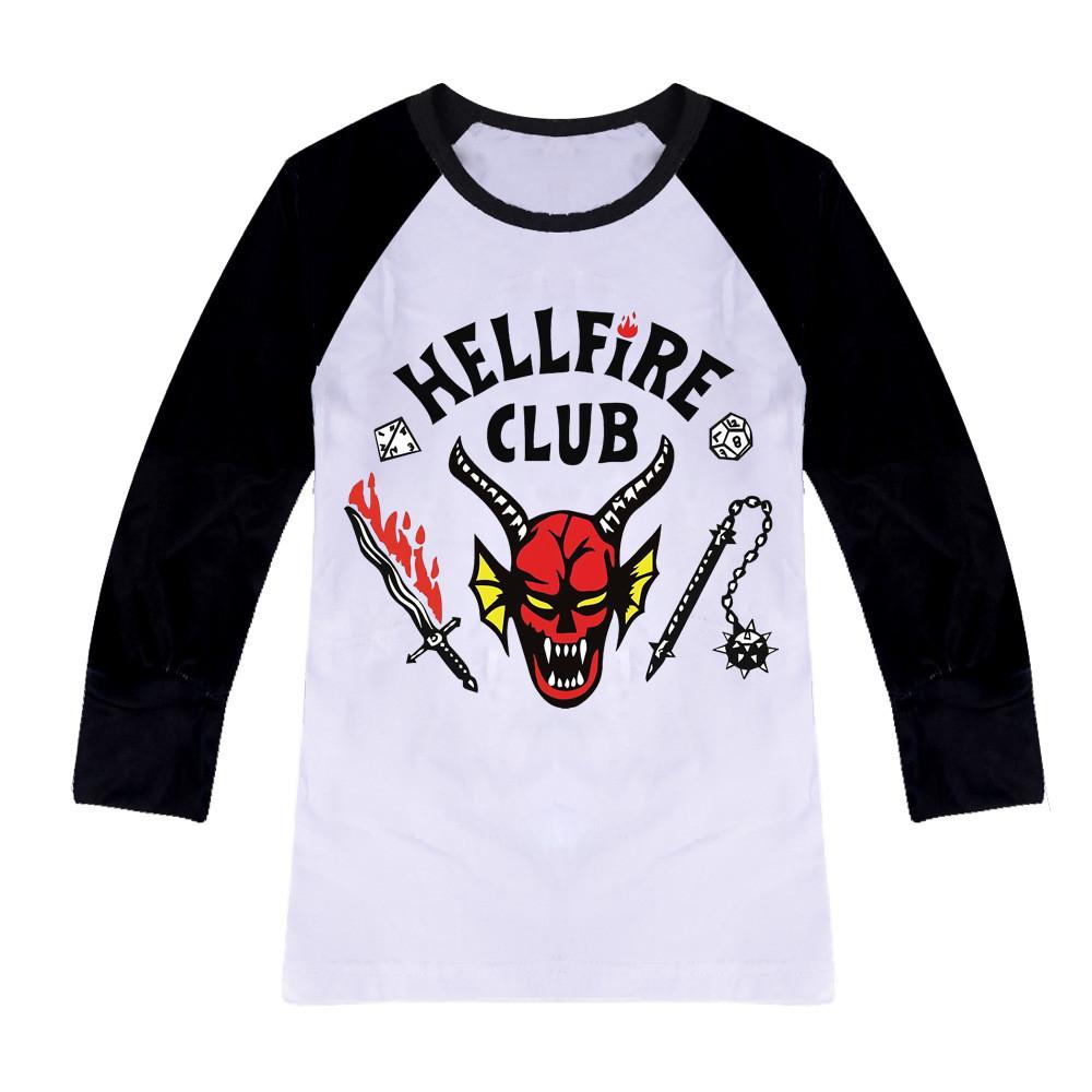 Kinder Jungen Mädchen Stranger Hellfire Print T-Shirt Top Hose Hose Pyjama Schlafanzug Sets