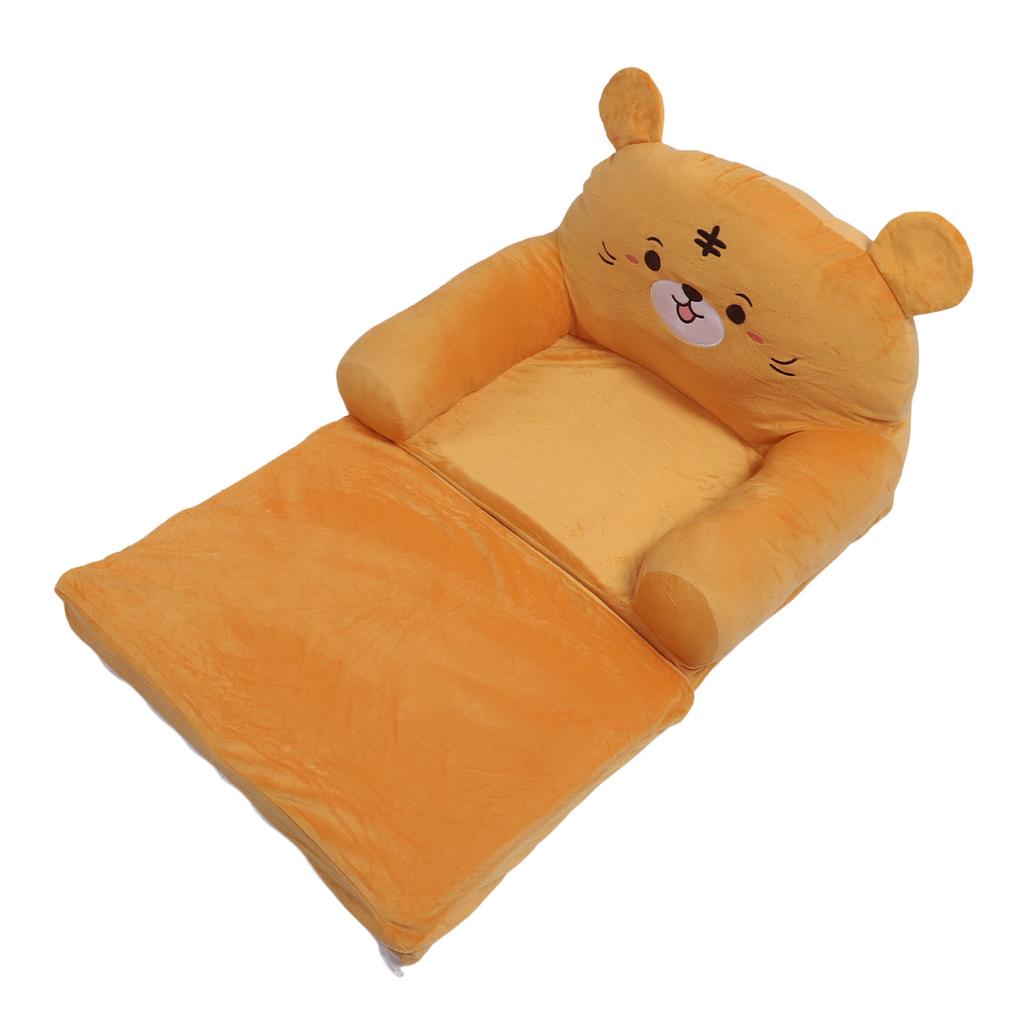 Kids Folding Sofa Plush Fabric Sponge Cartoon Pattern Toddler   Open Couch for Rest Rding