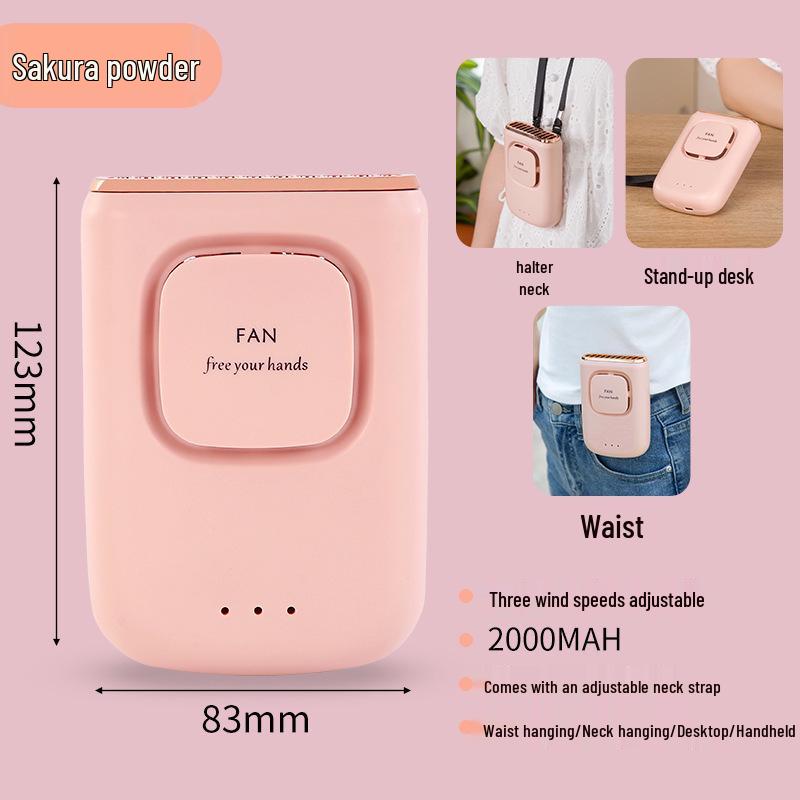 

Rechargeable USB Mini Fan: Portable, Silent, Waist/Neck Hanging, High Power for Dormitory/Desktop Use Chinese