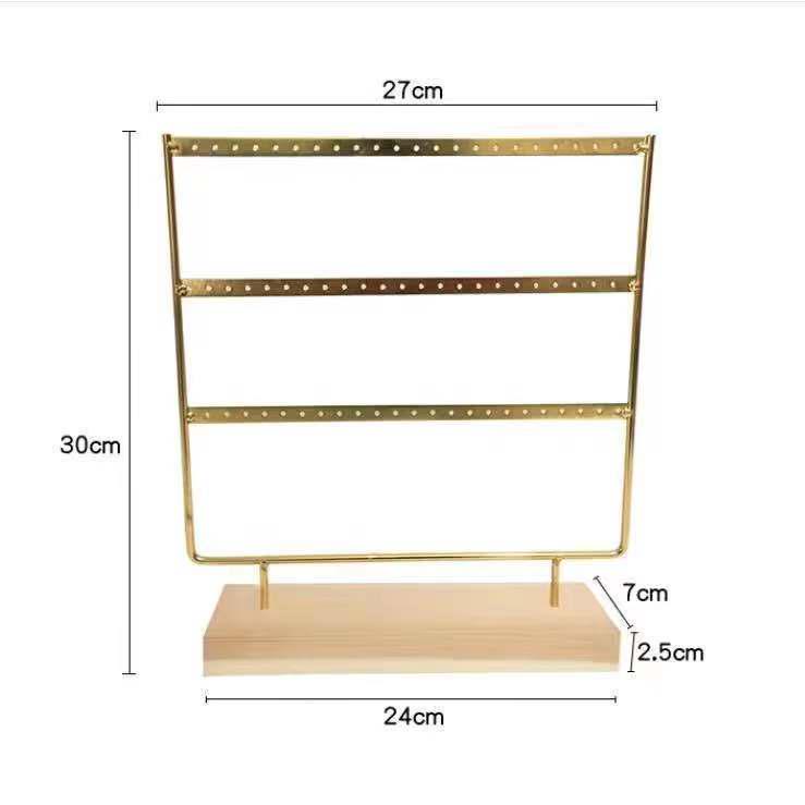 Solid Wood & Iron Large-Spaced Earring Holder Display Stand