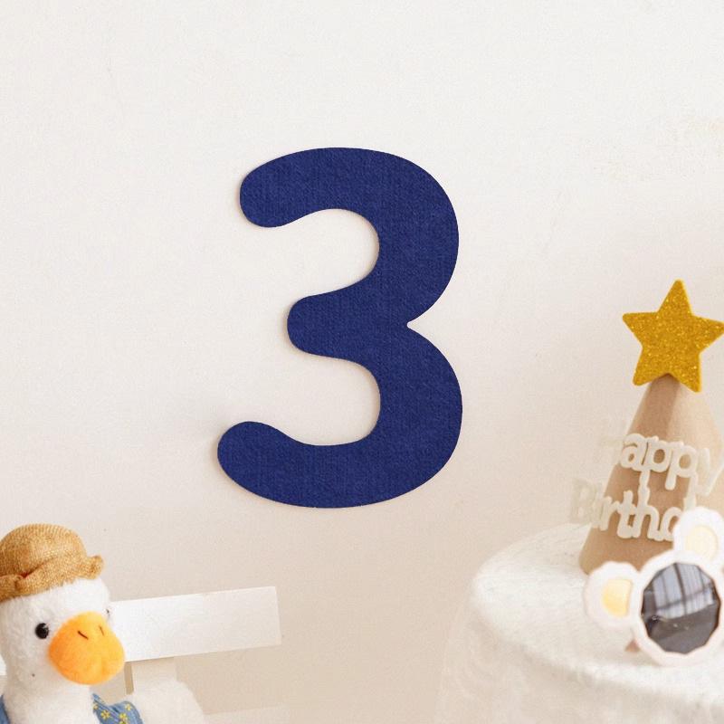Mori Simple Felt Happy Birthday Party Digital Wall Sticker Baby First Year Party Decoration Photo Props