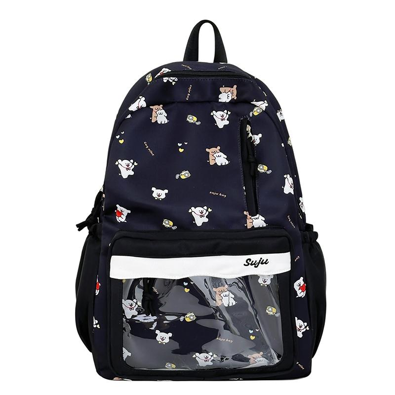 Cartoon Puppy Printed Backpack Junior High School Student Schoolbag Large Capacity Backpack