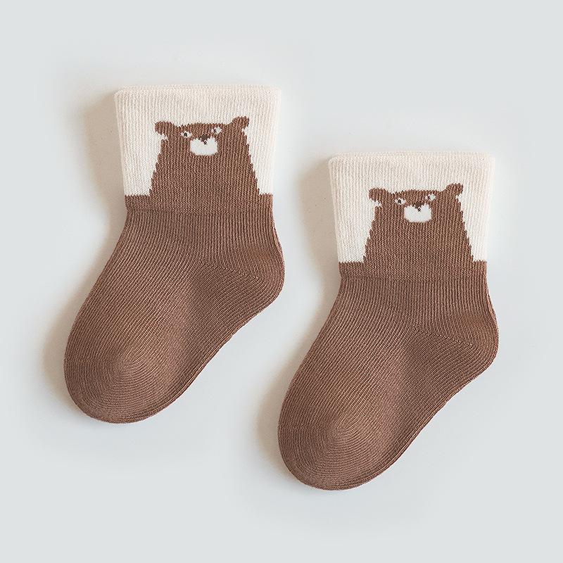 2025 Autumn Newborn Cartoon Mid-Calf Cotton Socks - Versatile Ribbed Infant Socks