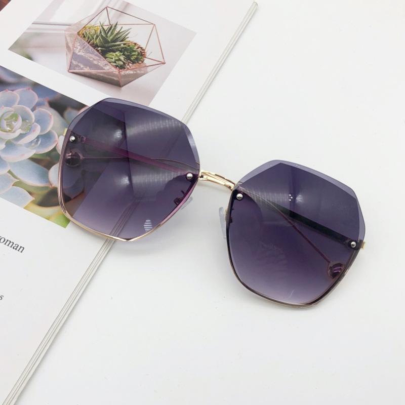 Ochelari de Soare Poligonali Tăiați pentru Femei, Ochelari de Soare Irregulați Fără Ramă