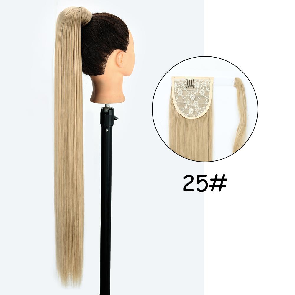 34 cale Syntetyczny Kucyk Przedłużenie Włosów Doczepiane na Klips Fałszywa Peruka Dopinka Blond Owijany Warkocz Długi Gładki Kucyk nad Głową