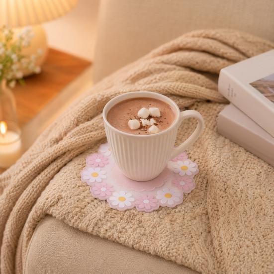 Floral Heat Insulation Mat, Waterproof Silicone Trivet for Table, Oil Resistant Round Pot Holder, Non Slip Coaster for Hot Dishes