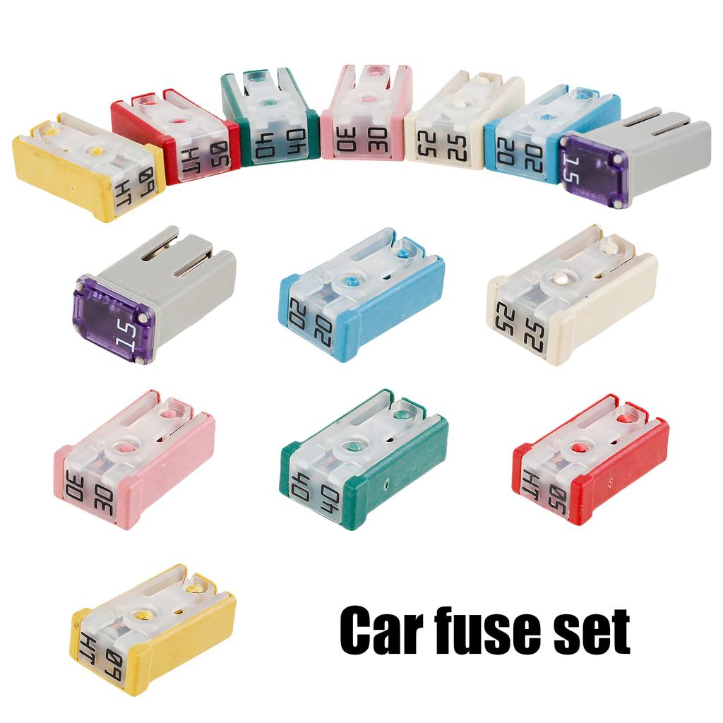 14Pcs Car Fuses Assortment Kit Square Special Fuse Sleeve Kit 15-60A Mcase Fuse With Plastic Shell Box Car Replace Accessories