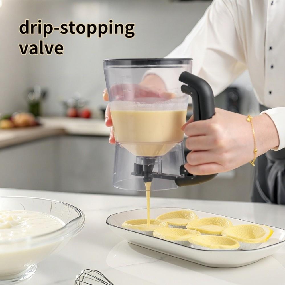 Multi-Purpose 1L Capacity Batter Dispenser with Handle Measuring Cup Batter Funnel Cup Graduated Baking Tools Dessert Making
