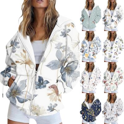 Zip Up Hoodie Dam Långärmade Sweatshirts Höstkläder Oversized Luvtröjor Casual Fashion Jackor