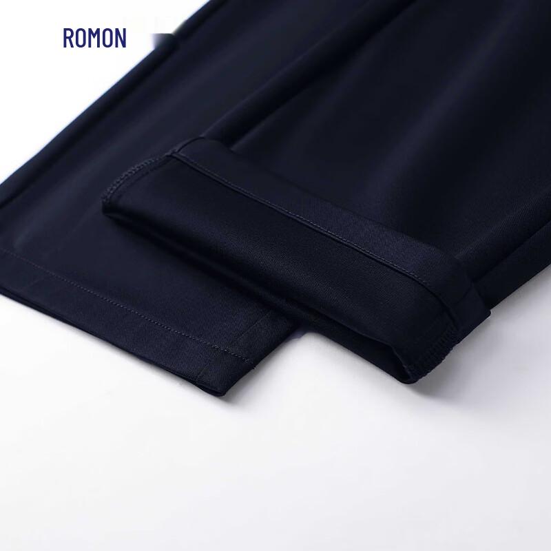 Romon Men's Stretch Business Casual Straight-Leg Trousers