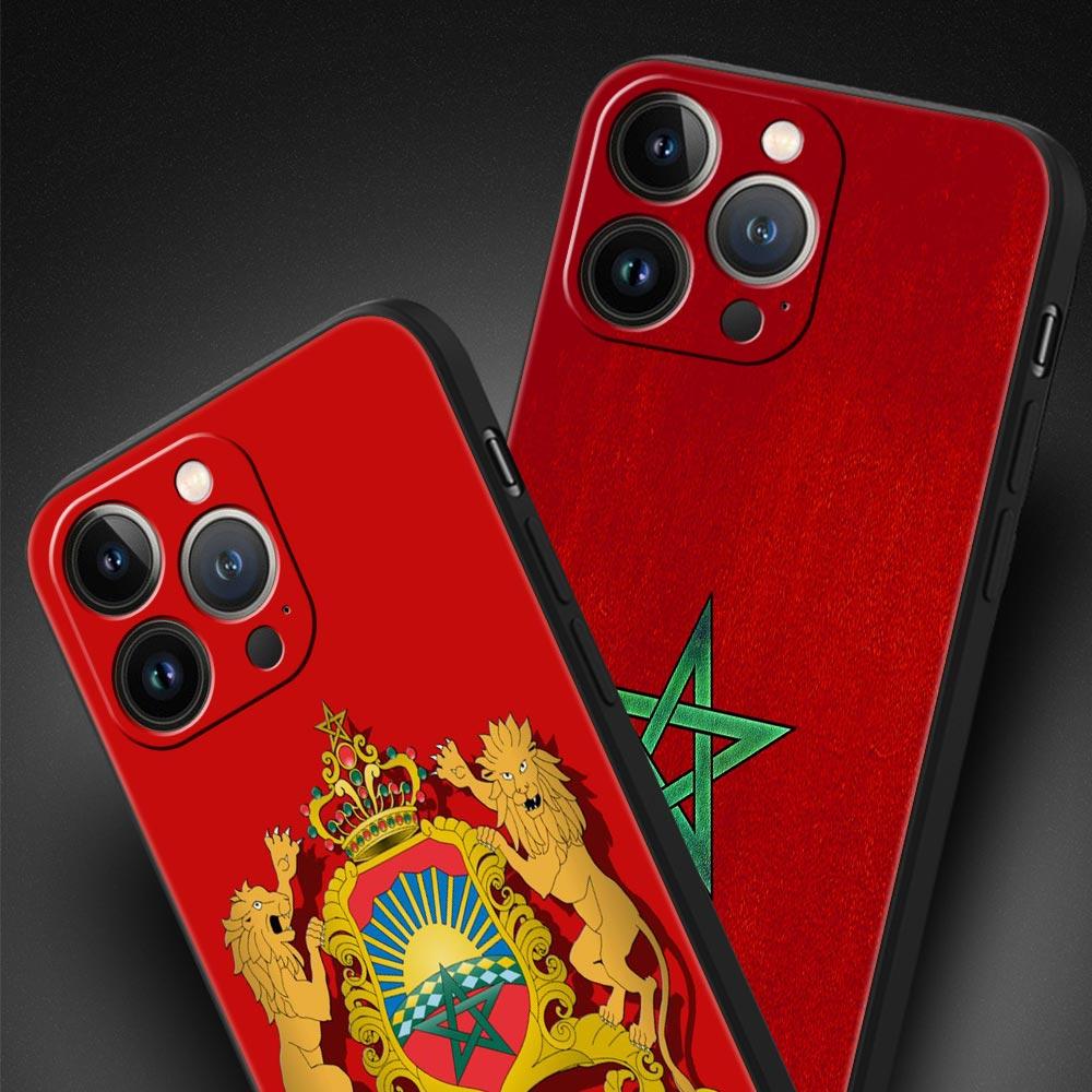 Moroccan Flag Maroc Morocco Passport Phone Case For iPhone 17 16 15 Pro Max 11 12 13 14 7 8 Plus SE 2020 X XR XS Cover Black