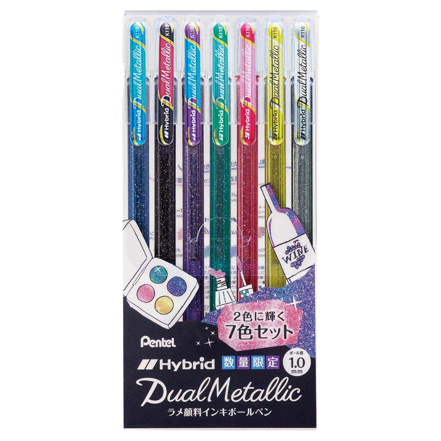 

Pentel Ballpoint Pen Dual Metallic 7 colors Lamé K110-7ST