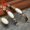 KAK Antique Bronze Ceramic White Cabinet Handles Zinc Alloy Drawer knobs Wardrobe Door Handle Simple European Furniture Hardware