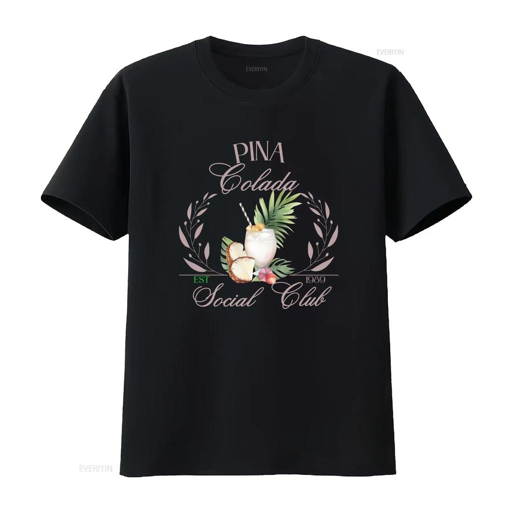 Vintage Retro Pina Colada Social Club Tropical Cocktail Pineapple Print Casual T Shirt vintage Washed Slightly Stylish homme