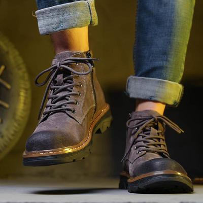 Men's 2020 Winter British High Top Genuine Leather Matte Boots