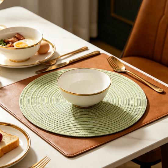 Hitzebeständige Platzsets Rutschfeste Tischsets für das Esszimmer Elegante runde Untersetzer für Zuhause Küche Party Rustikales Küchen-Dekor