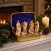 Hand Painted Nativity Manger Scene Kit Holy Family Pocket Nativity Figurine Set  Table Decor