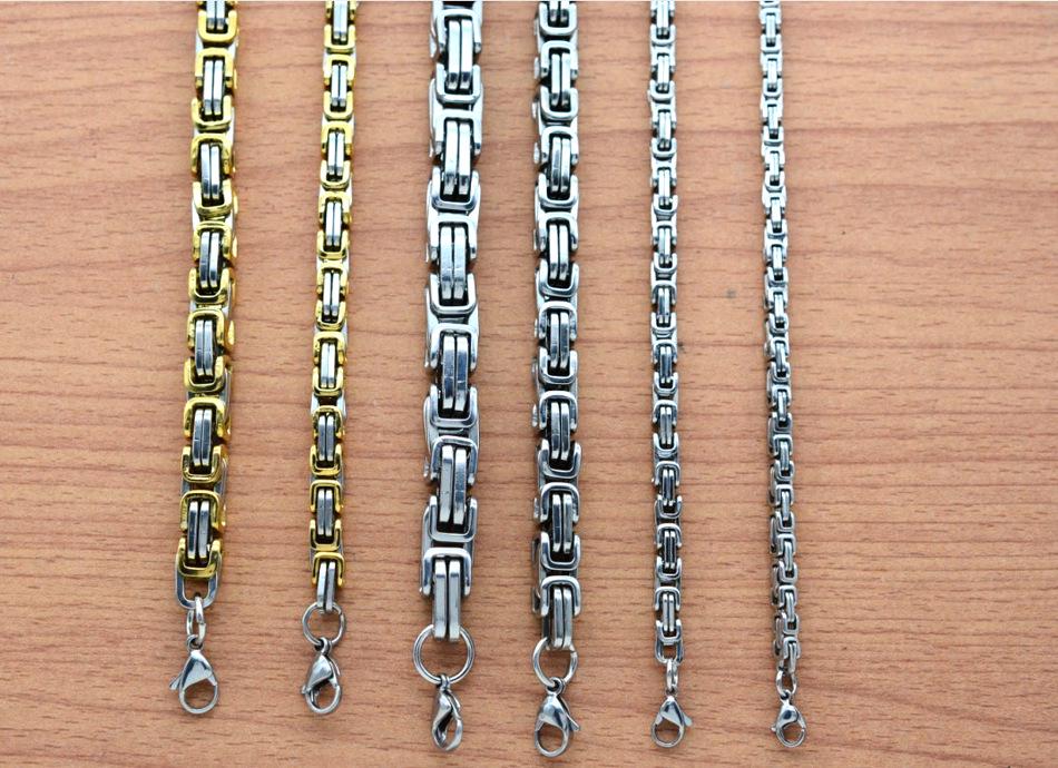 European & American Hip Hop Byzantine Chain Necklace - Stainless Steel, Men's Steel Color, Titanium Steel Emperor Design