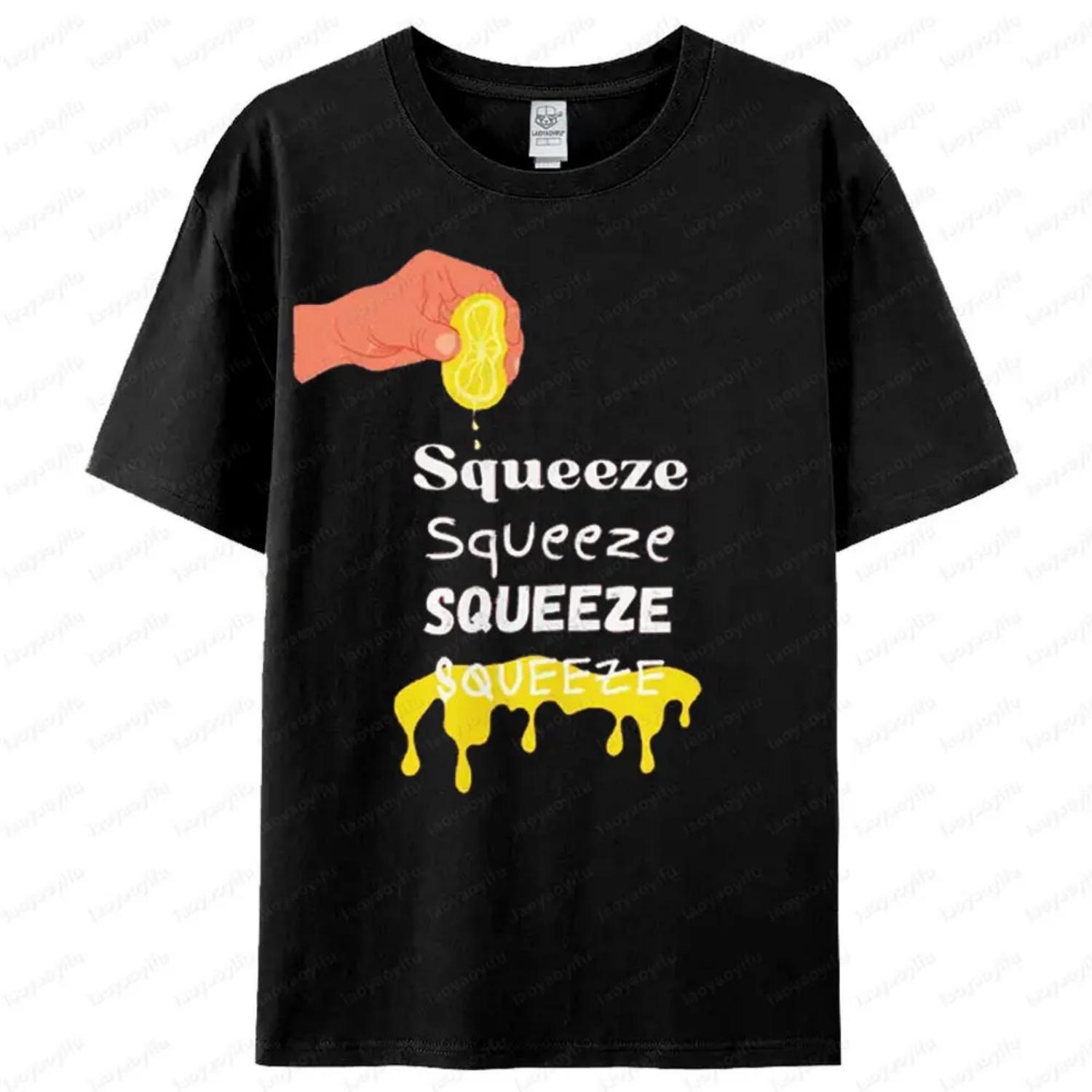 

Squeeze Lemon Unisex Cotton Tee Funny Graphic T-Shirt Casual Summer Style Foodies Citrus Lovers Gift Tee Tops Women T Shirt XXXXXL чорний