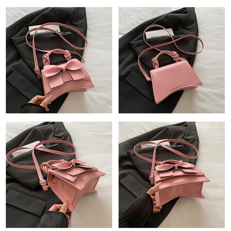 PU Solid Color Bow Casual Tote Large Capacity Commuting High Quality Women's Bags Winter New Versatile Crossbody Bags
